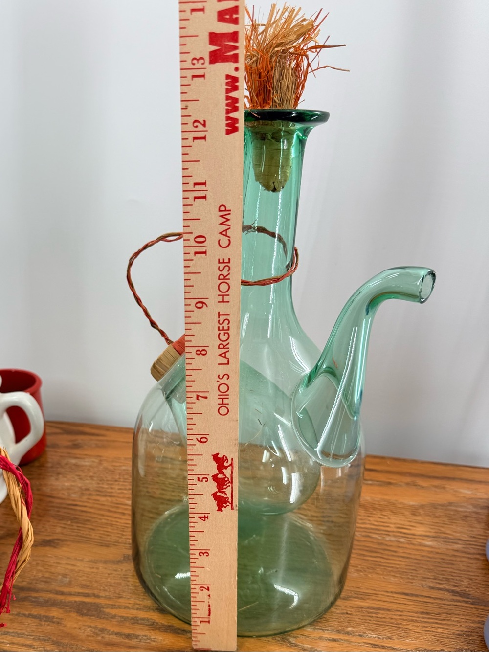 Vintage Green Glass wine Pourer Decanter - Vintage ITALY